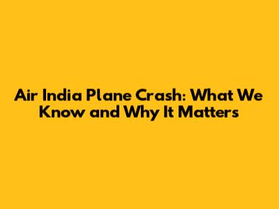 Air India Plane Crash: What We Know and Why It Matters