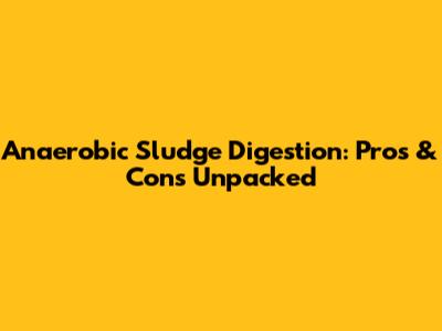 Anaerobic Sludge Digestion: Pros & Cons Unpacked
