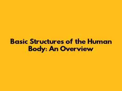 Basic Structures of the Human Body: An Overview