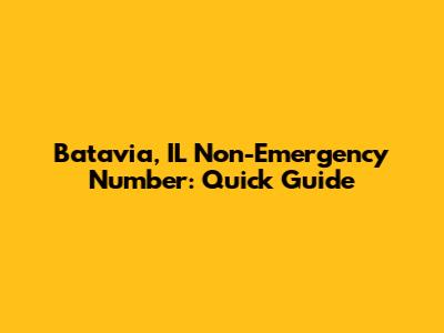 Batavia, IL Non-Emergency Number: Quick Guide