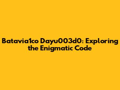 Batavia1co Dayu003d0: Exploring the Enigmatic Code