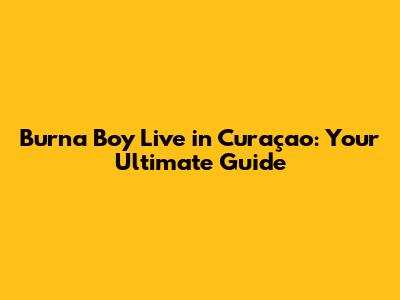 Burna Boy Live in Curaçao: Your Ultimate Guide