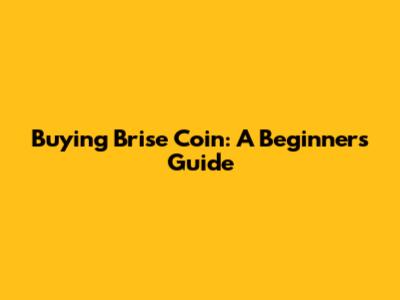 Buying Brise Coin: A Beginner's Guide