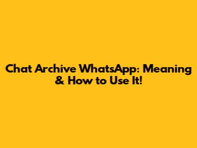 Chat Archive WhatsApp: Meaning & How to Use It!