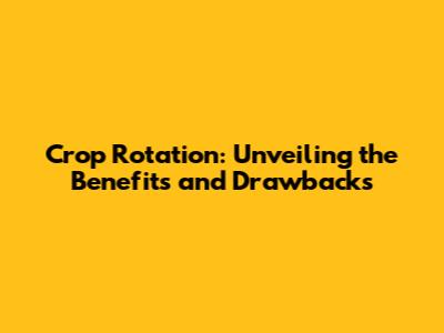 Crop Rotation: Unveiling the Benefits and Drawbacks