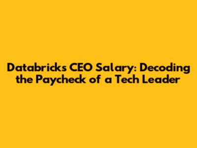 Databricks CEO Salary: Decoding the Paycheck of a Tech Leader