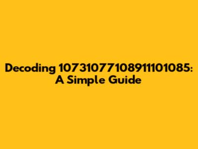 Decoding 10731077108911101085: A Simple Guide