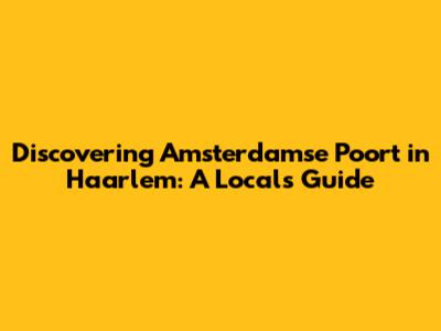 Discovering Amsterdamse Poort in Haarlem: A Local's Guide