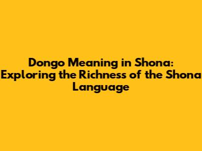 Dongo Meaning in Shona: Exploring the Richness of the Shona Language