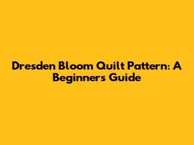 Dresden Bloom Quilt Pattern: A Beginner's Guide