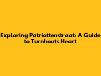 Exploring Patriottenstraat: A Guide to Turnhout's Heart