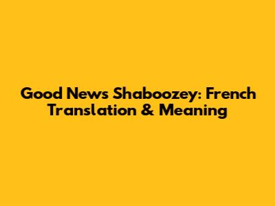 Good News Shaboozey: French Translation & Meaning