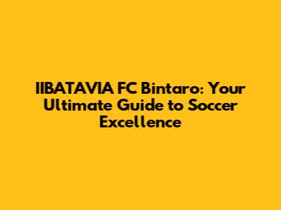 IIBATAVIA FC Bintaro: Your Ultimate Guide to Soccer Excellence