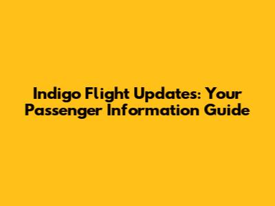 Indigo Flight Updates: Your Passenger Information Guide