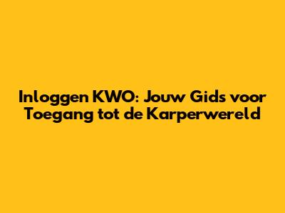 Inloggen KWO: Jouw Gids voor Toegang tot de Karperwereld
