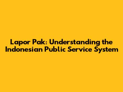 Lapor Pak: Understanding the Indonesian Public Service System