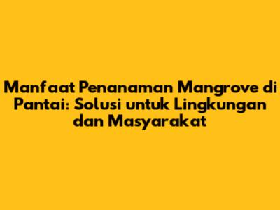 Manfaat Penanaman Mangrove di Pantai: Solusi untuk Lingkungan dan Masyarakat