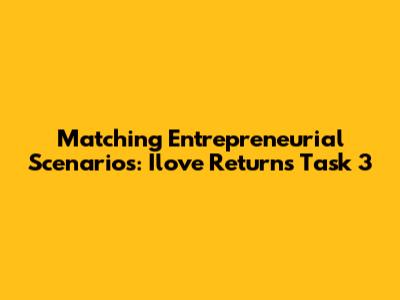 Matching Entrepreneurial Scenarios: Ilove Returns Task 3