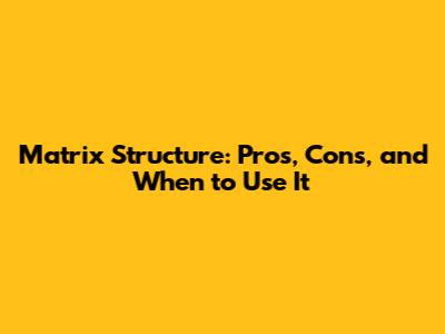 Matrix Structure: Pros, Cons, and When to Use It