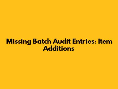 Missing Batch Audit Entries: Item Additions