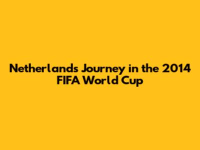 Netherlands' Journey in the 2014 FIFA World Cup