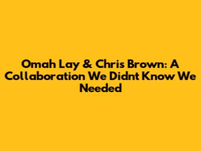 Omah Lay & Chris Brown: A Collaboration We Didn't Know We Needed