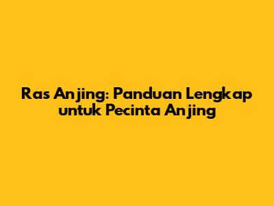 Ras Anjing: Panduan Lengkap untuk Pecinta Anjing