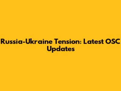 Russia-Ukraine Tension: Latest OSC Updates