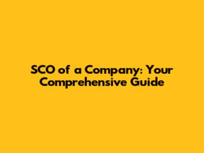 SCO of a Company: Your Comprehensive Guide