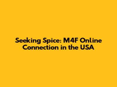 Seeking Spice: M4F Online Connection in the USA