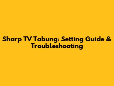 Sharp TV Tabung: Setting Guide & Troubleshooting