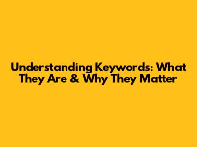 Understanding Keywords: What They Are & Why They Matter