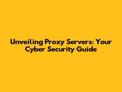 Unveiling Proxy Servers: Your Cyber Security Guide