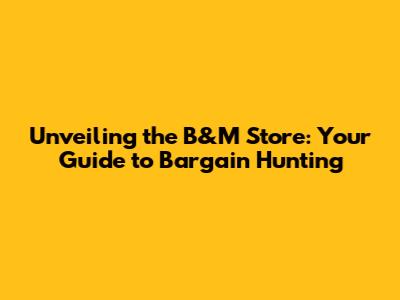 Unveiling the B&M Store: Your Guide to Bargain Hunting