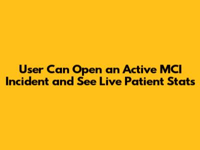 User Can Open an Active MCI Incident and See Live Patient Stats