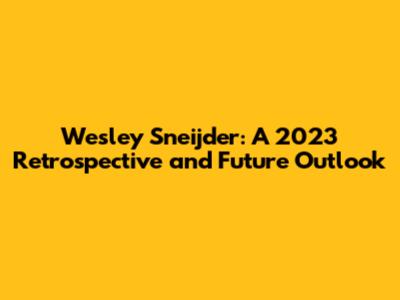 Wesley Sneijder: A 2023 Retrospective and Future Outlook